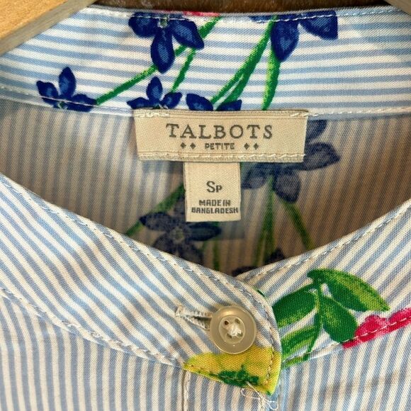 Talbots Womens Striped Floral Tunic Shirt Long Sleeve Size Small Petite PRETTY! - Picture 3 of 9